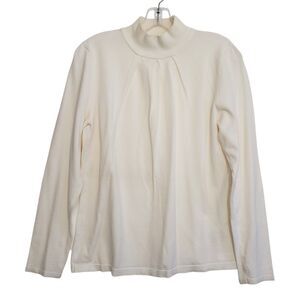 Investments Woman's Soft Ivory Mock Neck Pleated Front Top, Size Large